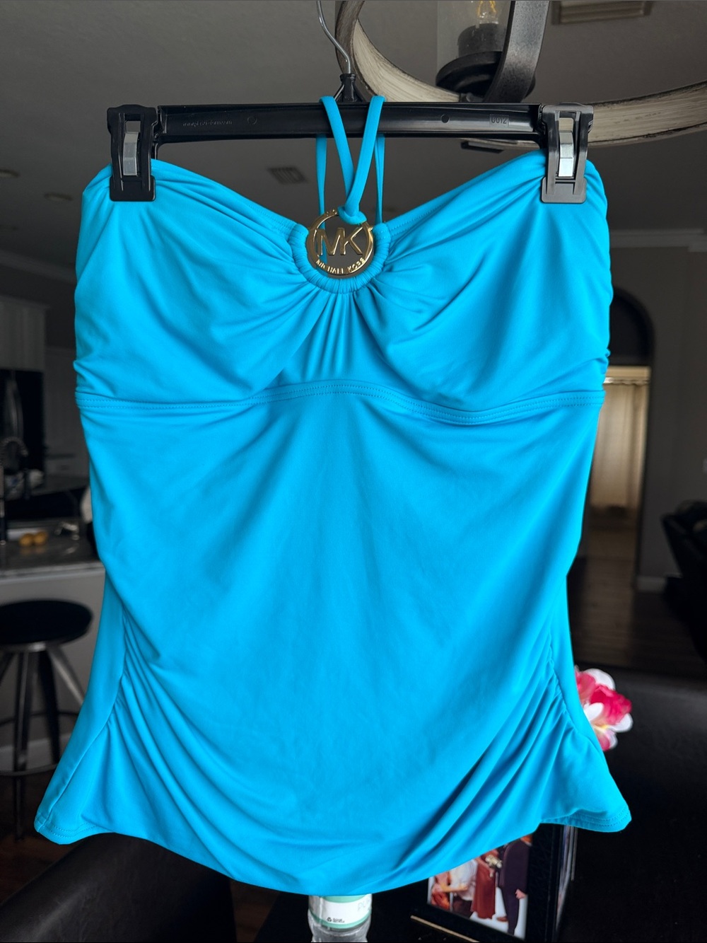 Michael Kors Collection Turquoise Halter Swim Camisole with Gold MK Accent
